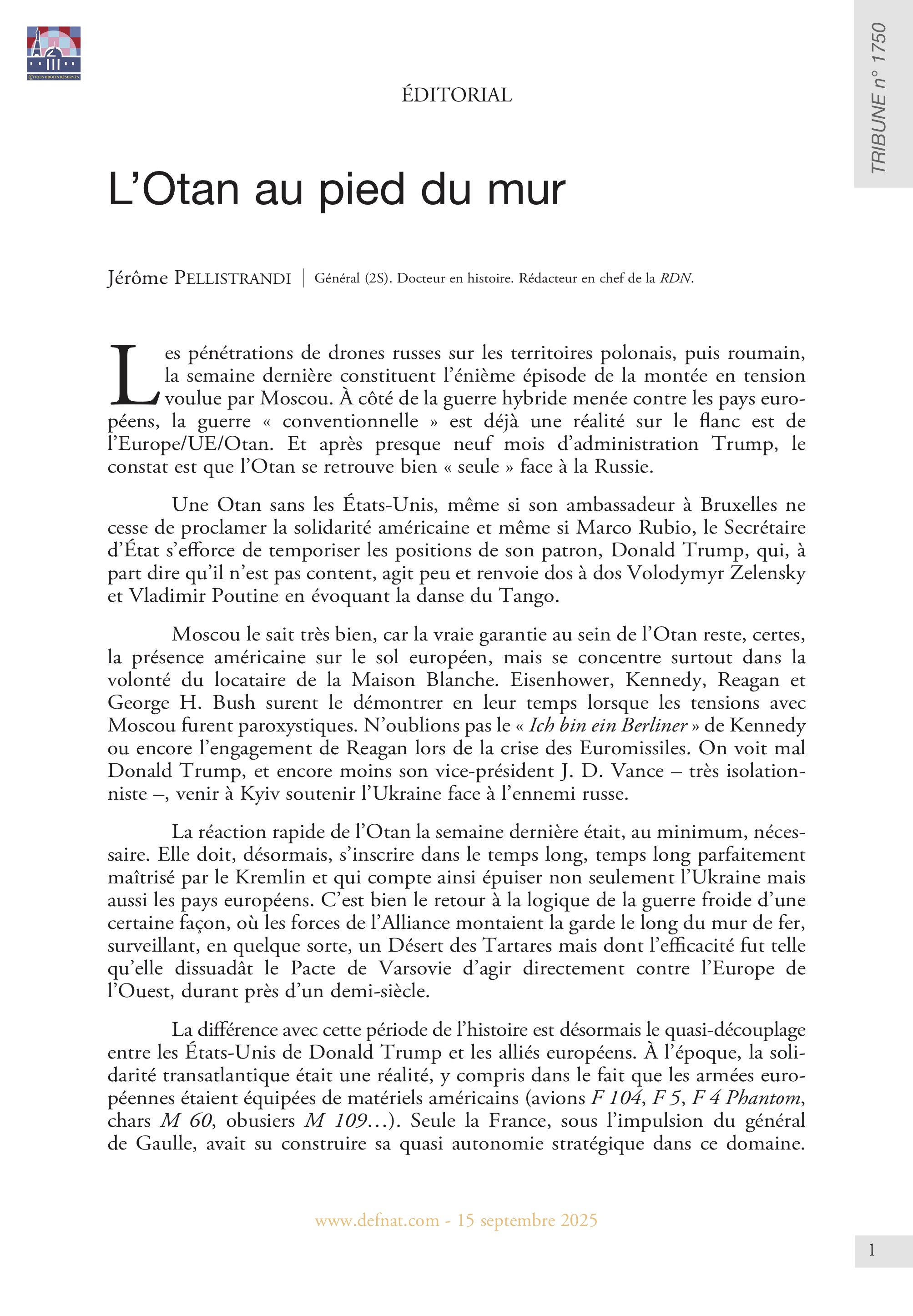 Éditorial – L’Otan au pied du mur (T 1750)

